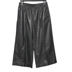 Velvet By GrahamAndSpence Black Faux Leather Wide-Leg Pants Womens Size Medium